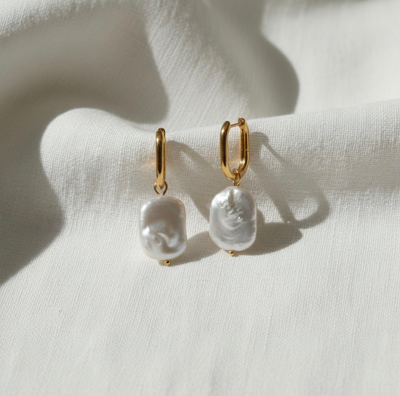 Baroque Pearl Hoops