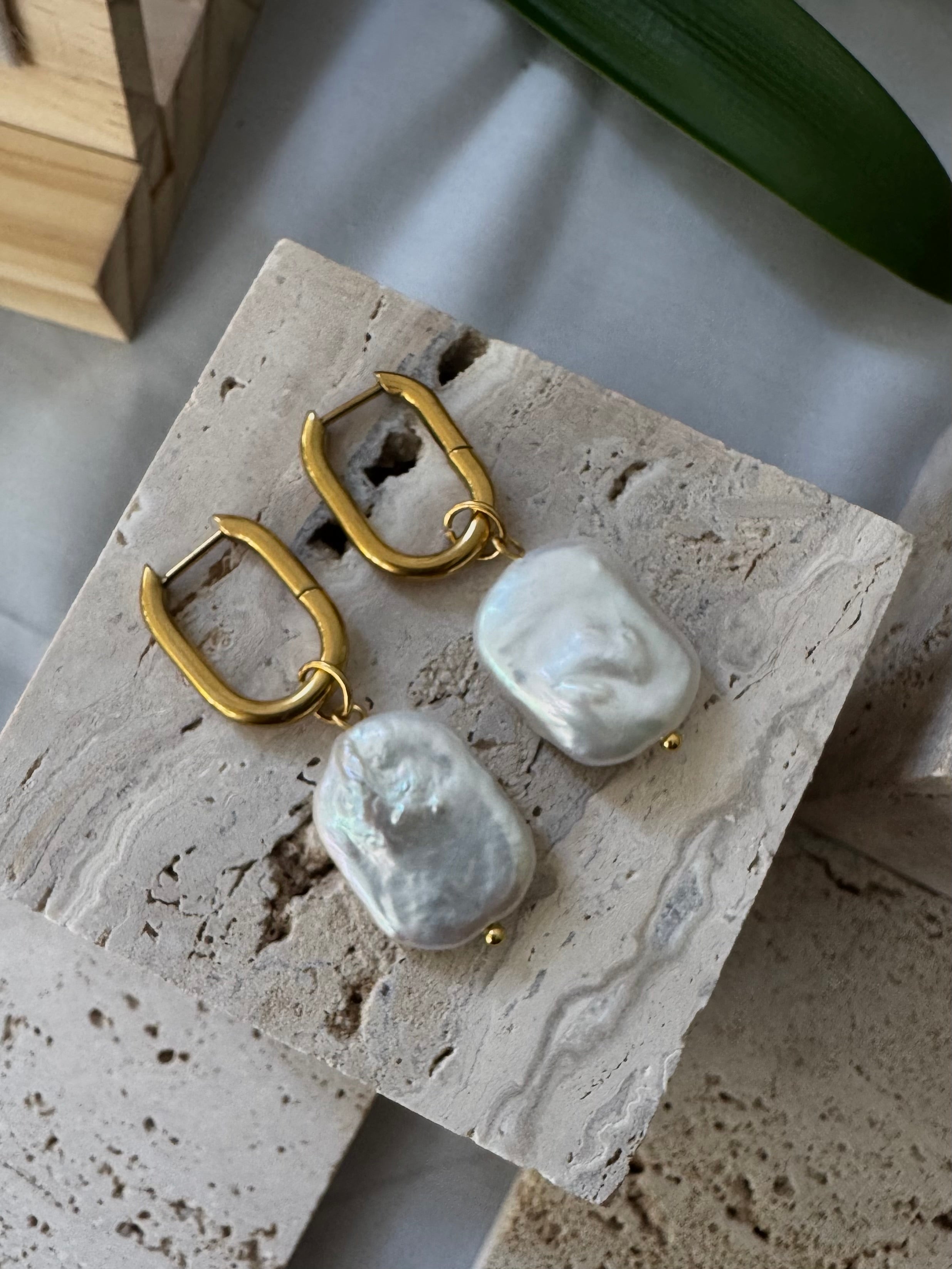 Baroque Pearl Hoops
