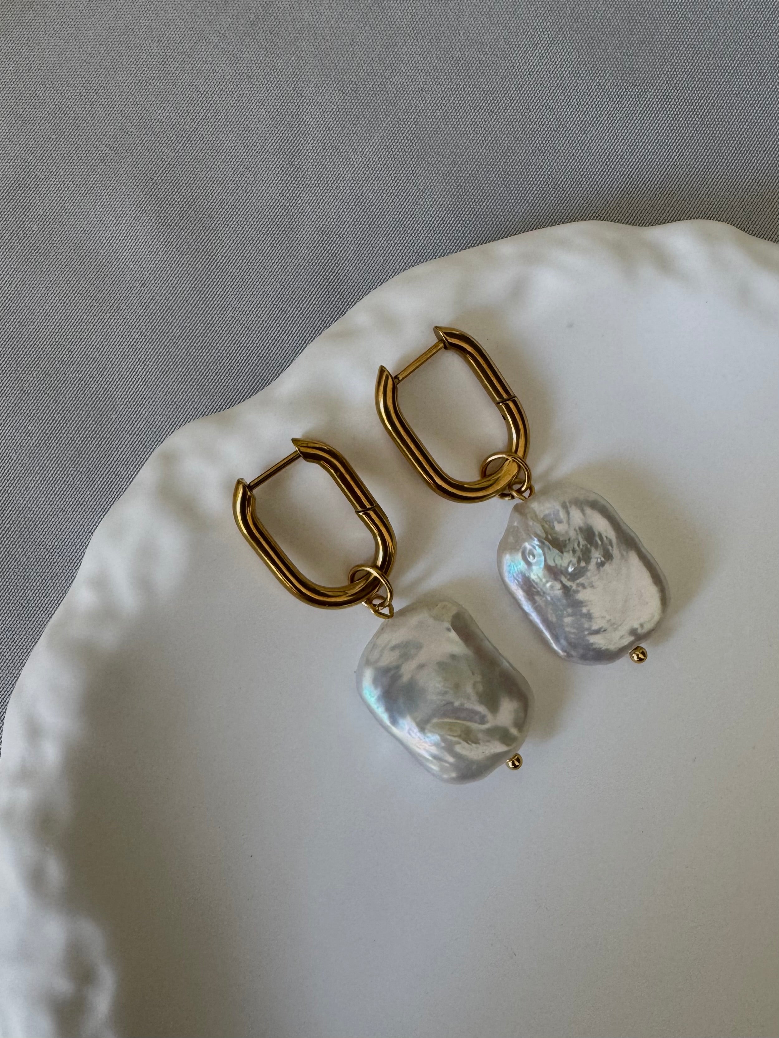 Baroque Pearl Hoops