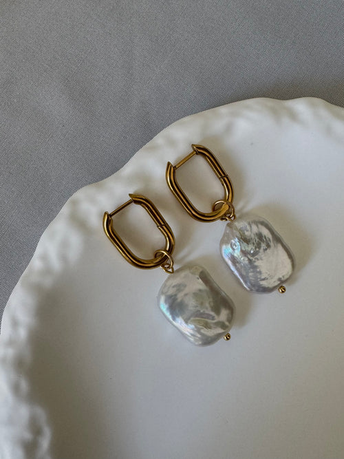 Baroque Pearl Hoops